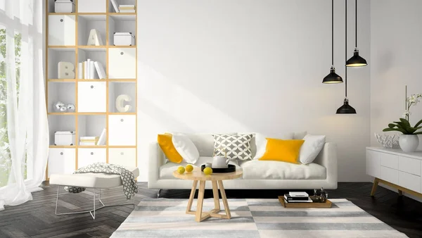 İç modern tasarım Oda 3d çizim