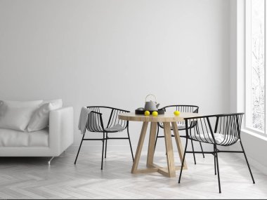 İç modern tasarım Oda 3d çizim