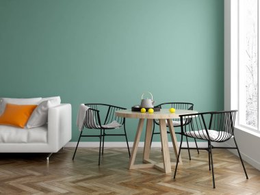 İç modern tasarım Oda 3d çizim