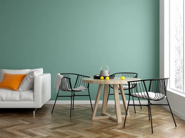 İç modern tasarım Oda 3d çizim