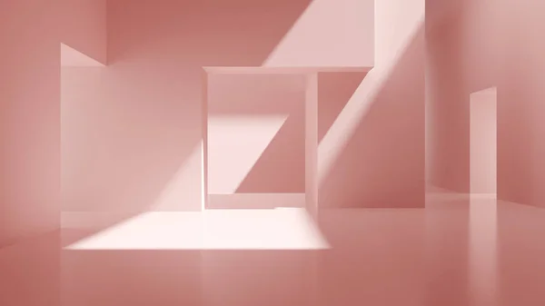 Interior rosa abstracto vacío habitación 3D renderizado — Foto de Stock