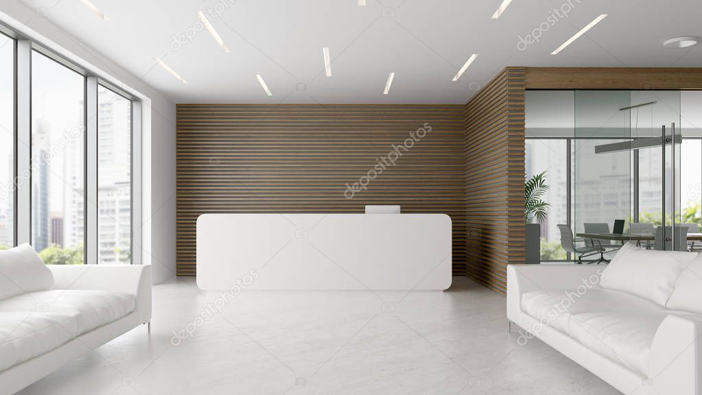 Interior of reception and meeting room 3D illustration