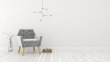 Beyaz iç tasarım 3d render