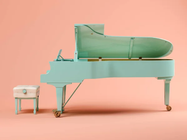 Синий рояль на розовом фоне 3D иллюстрация — стоковое фото