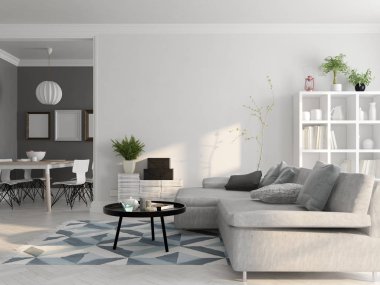 İskandinav tarzı iç tasarım 3d render