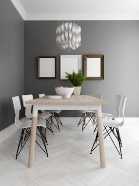 İskandinav tarzı iç tasarım 3d render