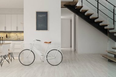 İskandinav tarzı iç tasarım 3d render