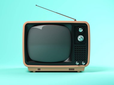 Pembe arka plan 3d illüstrasyon mavi tv