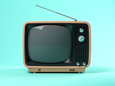 Blue tv on pink background 3D illustration clipart