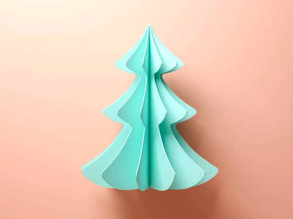 Pink abstract christmas tree on blue background 3d rendering — Stock Photo, Image