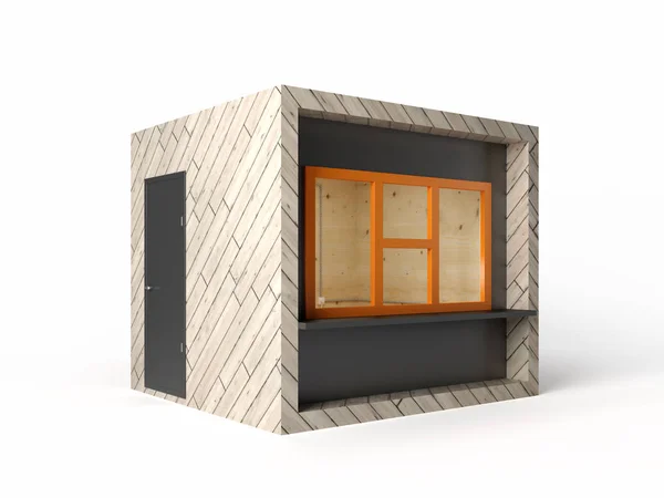 Moderni design store Booth 3d renderöinti — kuvapankkivalokuva