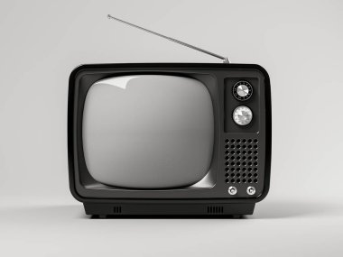 Gri arkaplanda siyah televizyon 3D illüstrasyon