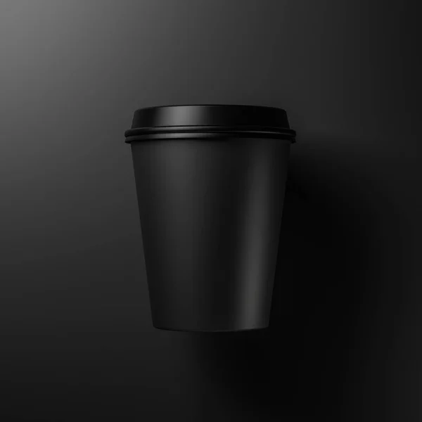 Black coffee cup on black background 3D illustration — Stock Photo, Image