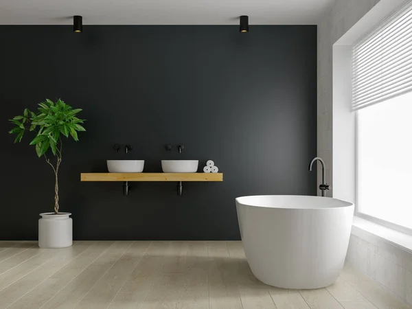 室内现代浴室 3d 渲染 — 图库照片