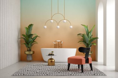 conceptual interior bathroom 3d illustration