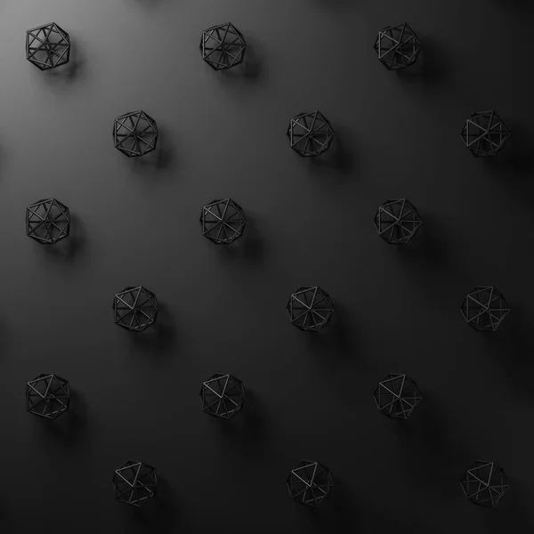 Black geometric shape on black background 3D illustration — Stockfoto