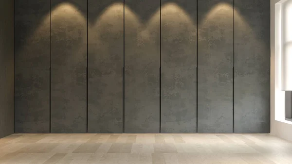 Black minimalist Interior of modern living room 3D rendering — Stok fotoğraf