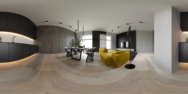 Interior minimalista de la sala de estar moderna representación 3D —  Fotos de Stock