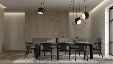 Modern oturma odasının minimalist iç dekorasyonu