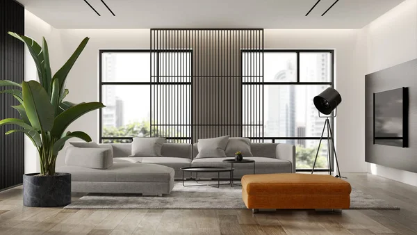 Minimalist Interior of modern living room 3D rendering — Stock Photo, Image