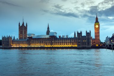 Houses of Parliament Big Ben, Westminster Sarayı, Londra ile gece fotoğrafı