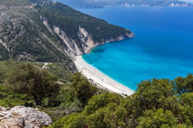 Panoramik Myrtos Beach, Kefalonia, Ionian Islands