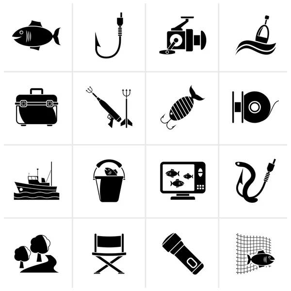 Black Fishing industry icons — Stock Vector