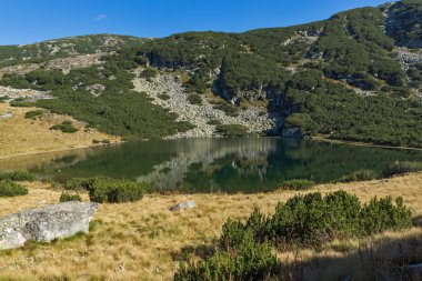 Yonchevo Gölü ve yeşil tepeler, Rila Dağı