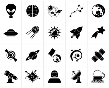 Siyah astronomi ve uzay simgeler