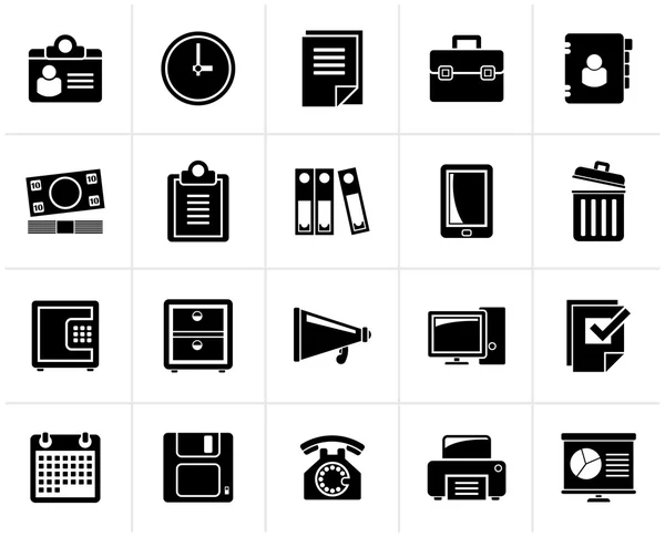 Black Business en office supplies pictogrammen — Stockvector