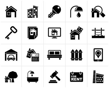 Siyah Emlak iş ikonları/simgeleri 