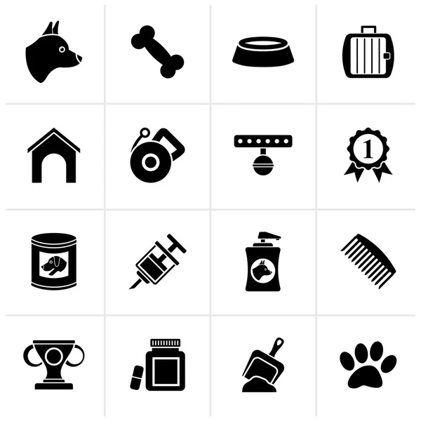 Black Dog and Cynology object icons — Stock Vector