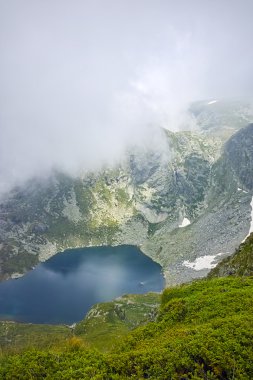 Amazing view with Fog over The Twin lake, The Seven Rila Lakes clipart