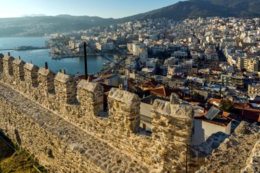 Kale ve panorama Kavala, Doğu Makedonya ve Trakya kalıntıları