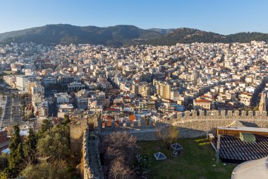 Kale ve panoramik Kavala, Doğu Makedonya ve Trakya