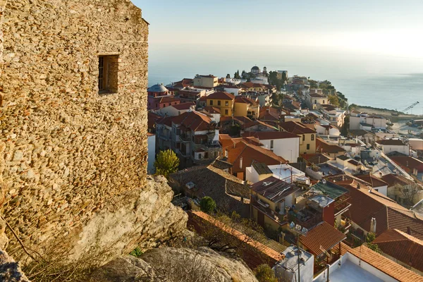 Panorámás kilátással a régi város Kavala, Kelet-Makedónia és Thrákia — Stock Fotó