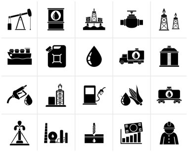 Petrol sanayi, gaz üretim, taşıma ve depolama simgeler siyah