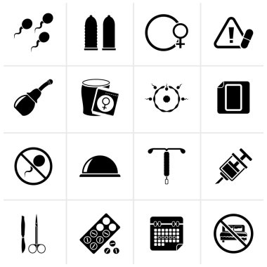 Black Pregnancy and contraception Icons  clipart
