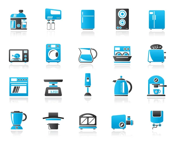 Aparatos de cocina e iconos de utensilios de cocina — Vector de stock