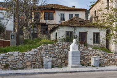 Old houses in the central street  in the village of Theologos,Thassos island, East Macedonia and Thrace clipart