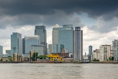 Londra, İngiltere - 17 Haziran 2016: Canary Wharf görünümünden Greenwich, Londra