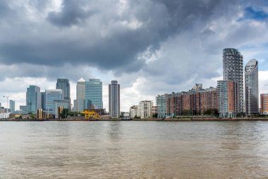 Londra, İngiltere - 17 Haziran 2016: Canary Wharf görünümünden Greenwich, Londra