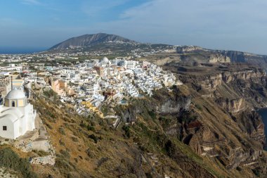 Oia kasabaya panoramik deniz, Santorini Adası, Cyclades