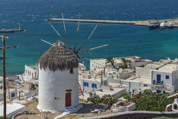 Vista panorámica del mar Egeo y la isla de Mykonos, Cícladas — Foto de Stock