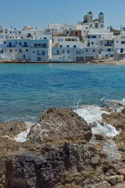 Increíble Panorama de la ciudad de Naoussa, isla de Paros, Cícladas — Foto de Stock
