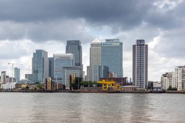 Londra, İngiltere - 17 Haziran 2016: Canary Wharf görünümünden Greenwich, Londra
