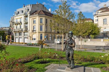 Vevey, İsviçre - 29 Ekim 2015: Vevey kasaba Charlie Chaplin Anıtı, Vaud Kantonu