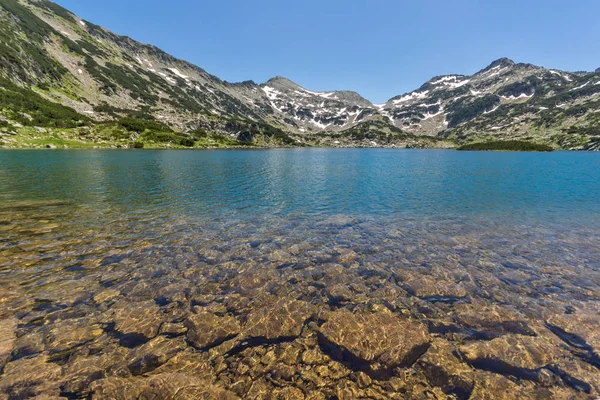 Panorama with Clear waters of Popovo lake and Demirkapiya pass, Pirin Mountain — Stock Photo, Image