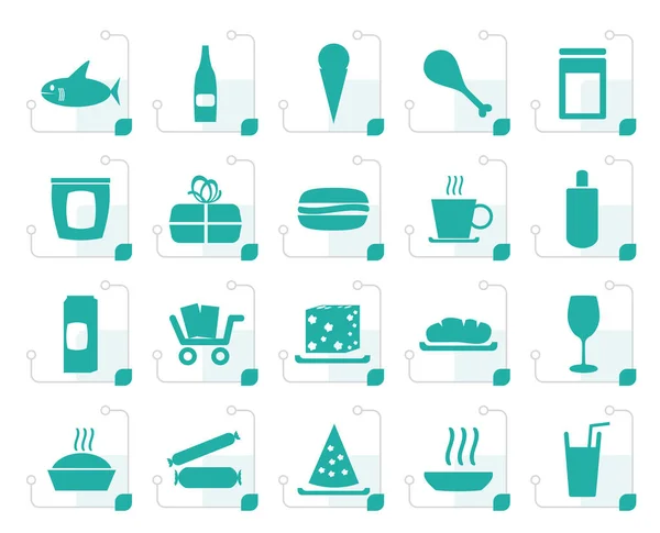 Stylized Shop and Foods Icons — Stock Vector