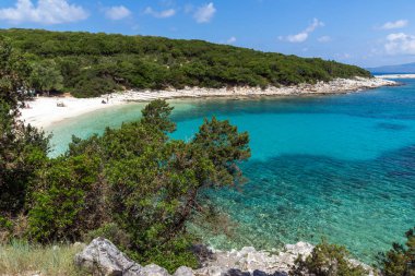 Emblisi Fiskardo Beach, Kefalonia, Ionian Islands şaşırtıcı görünümü